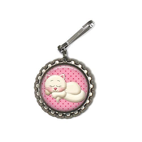 Sleeping Cat Bottlecap Charm Purse Zipper Pull