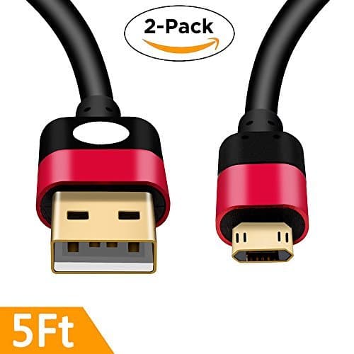 Micro USB Fast Android Charger Cable 5ft(1.5M) Reversible Double-Sided Durable Data Cord for Android Devices, Samsung Galaxy S6, S6 Edge, S5, Note 4, Note 5, LG G3, G4 etc.(2 pack) (black)