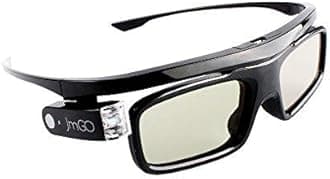 JmGO Rechargeable Active 3D Shutter Glasses - Only Support JMGO DLP-Link 3D Projectors Laser TV, 34.5 Grams of Weight Fashion Design 3D Glasses, Charge Once can Last 40hr(Black)