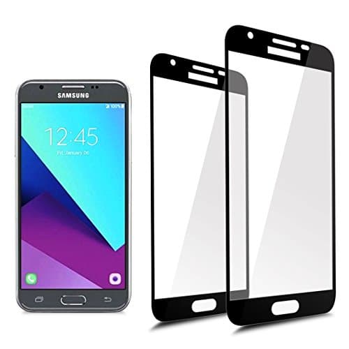 [2-Pack] Full Coverage Tempered Glass Screen Protector for Samsung Galaxy J3 Emerge /J3 Eclipse / J3 2017/ J3 Prime / J3 Mission /J3 Luna Pro with Lifetime Replacement Warranty[Black]