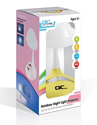 Rainbow Projector & Night Light - Multifunction Tabletop Multicolor LED Lamp for Kids Bedroom - Yellow - by GicZone