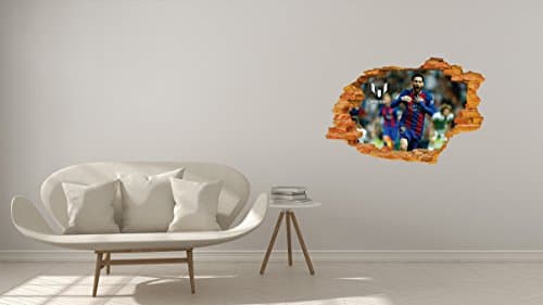 Messi 10 3D Effect - Brake Wall Effect 3D - Wall Decal For Room Boys Girls Unisex ((Wide 19’’x13’' Height))