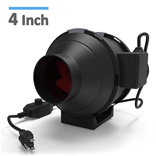 4 Inch 200CFM Inline Duct Mixed Flow Fan w/Variable Speed Controller, HVAC Energy Efficient Ventilation Blower, for Grow Tent Air Circulation
