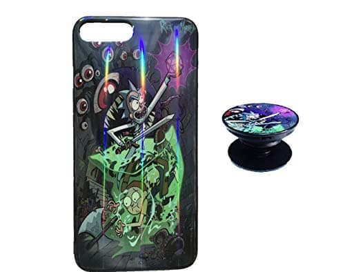 Rick and Morty Case for iPhone 8 Plus Protective Case Aurora Color Soft TPU for iPhone 7 Plus Cover with Phone Holder Bracket