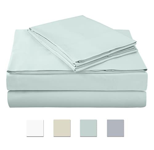 500 Thread Count 100% cotton Sheet Set, Aqua Queen Sheet Set, 4-piece Long Staple Combed Pure Cotton best sheets for bed, Breathable, Soft &amp; Silky Sateen Weave Fits Mattress upto 18" deep pocket