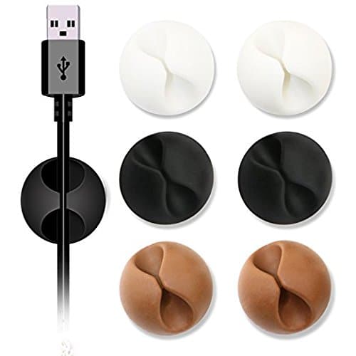 KCLIPS Cable Clips- Multipurpose Cable Clips, Cord Management System, Desktop Cable (6 Pcs, Brown White Black)