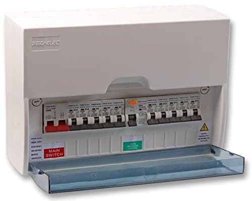 Consumer Unit, Distribution Plate, Supply, Home, Split Load, Garage or Shower Electrical Power Systems (10-Way Fully Loaded with 2-Way Isolator Switch)