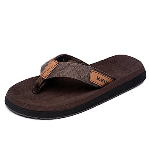 Flip-Flops,Thong Sandals for Men Human Engineering Platform Classical Handmade Beach Slipper for Indoor Outdoor by KEIK (10 D(M) US, BROWN)