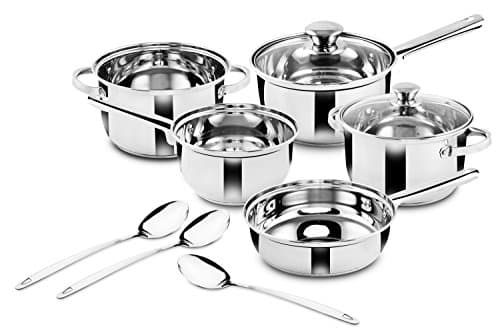 Classic Essentials Capsule Bottom Cookware Set, 10-Pieces, Silver