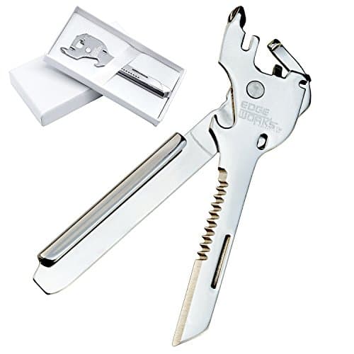Edgeworks 7-In-1 Utility Multitool Pocket Keychain Tool - Pocket Tool With Keyring Lock - Stainless Steel Key Tool, Foldable &amp; Compact Pocket Tool Design, Screwdrivers, Bottle Opener, 2 Knives