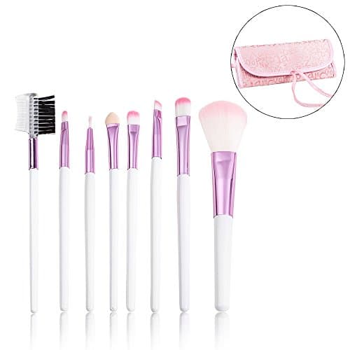 Real Techniques Brushes ,LKE Face Blush Brushes Makeup Brushes,Application for Shadow Eyeliner Lip Foundation Cosmetics Make up Brushes Set 8PCS With Bag (Pink)