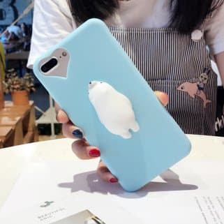 AliPlus iPhone 8 Case, Squishy Bear 3D Soft Cute Silicone TPU Protective Phone Case for Apple iPhone 8 Plus 4.7 inch Blue