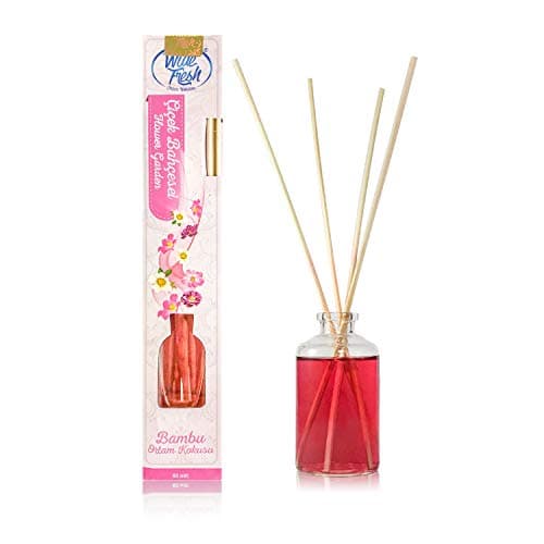 Wide Fresh Reed Diffuser - Bamboo Reed Diffuser Sticks 60 ml - 2 oz  Natural Scented Long Lasting Fragrance - Relaxing Reed Diffusers - Bedroom Bathroom Decoration Oil Diffuser Sticks (Flower Garden)