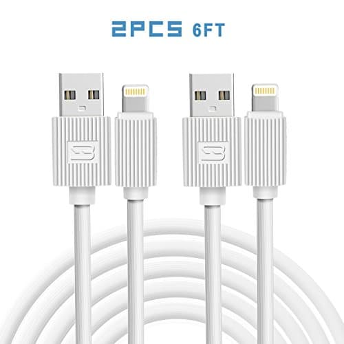 2 Pack 6FT iPhone Lightning Cable [Apple MFi Certified] Lightning to USB Cable Bullet Aramid Fiber iPhone Charger for iPhone, iPad mini, iPad Air, iPad Pro, iPod touch, White