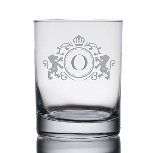 Monogrammed Initial Heavy Base 13.5 oz Double Rocks/Old Fashioned Glass (Letter: O)