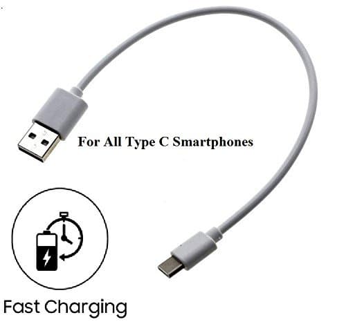 CellwallPRO Short Length Type C to USB Charging with Data Sync Power Bank Cable for All Smart Phones