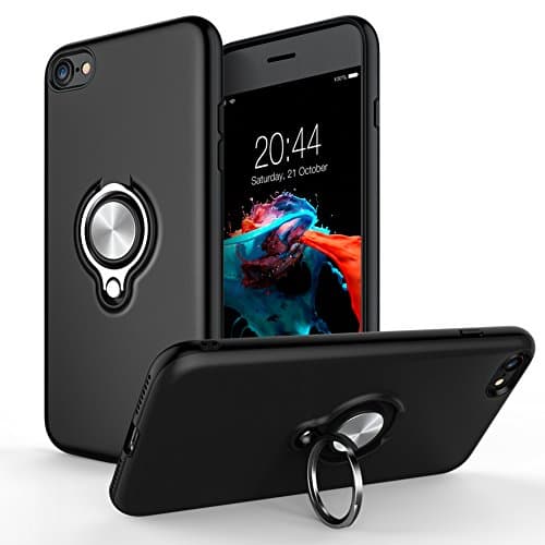 iPhone 8 Case, iPhone 7 Case, iCaber Dual Layer Defender Armor Cover Ring Holder Shock Proof PC and Soft TPU for Apple iPhone 8 (2017) / iPhone 7 (2016) – Black