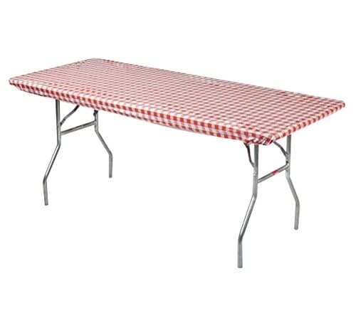 Kwik Covers 30" x 72" Red/White Gingham Fitted Table Cover - single