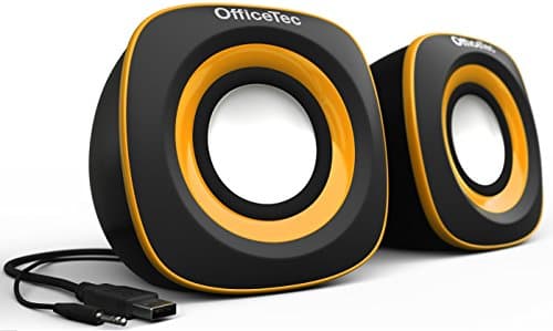 OfficeTec USB Computer Speakers Compact 2.0 System for Mac and PC (Orange)