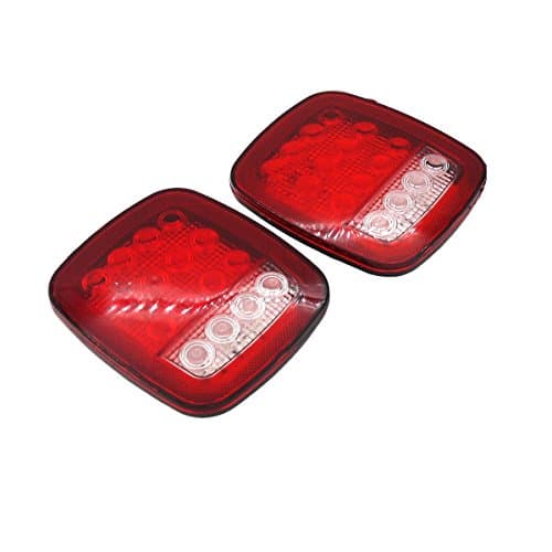 2Pcs Universal 16 LED Stop Tail Turn Signal Backup Reverse Brake Clearance Marker Light Lamp Replacement For Car Truck Trailer YJ JK CJ RV Caravan 12V