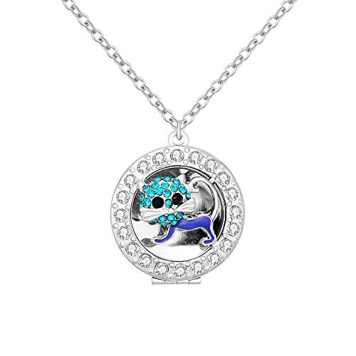 RUXIANG Crystal Cat Essential Oil Diffuser Aromatherapy Openable Round Box Locket Pendant Necklace Gift