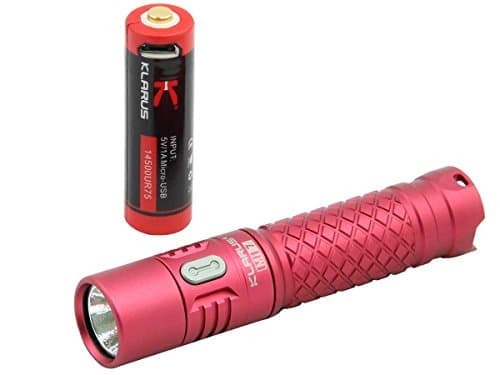 BUNDLE: Klarus Mi7 EDC 700-Lumen Flashlight with Extra Battery and Charger, Includes 1 x AA and 1 x 14500 - Red