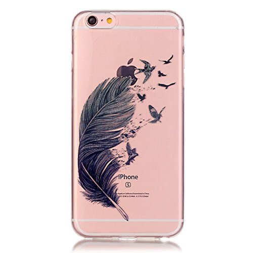 iPhone 6 plus Case, iPhone 6S Plus Case, Weline Ultra Slim Thin Soft Flexible TPU Silicone Crystal Clear Scratch-Proof Protective Back Case Cover for Apple iPhone 6 Plus/6s plus- Big Feather Birds