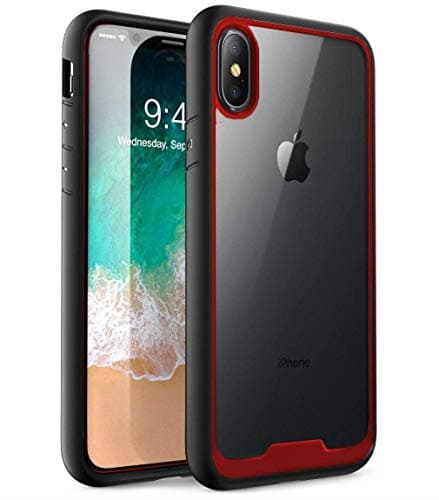 iPhone Xs Max case, ALPHABETT Scratch Resistant Drop Protective Clear Case iPhone Xs Max 6.5 inch 2018 Release (Red)