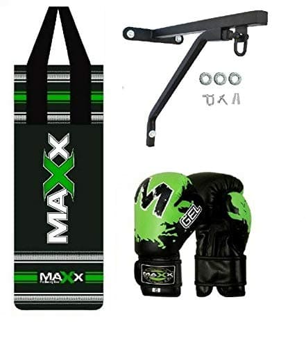 Maxx Junior punch bag set with 6oz gloves, hook or bracket, kids boxing , mma training (Bag Set -Bracket)