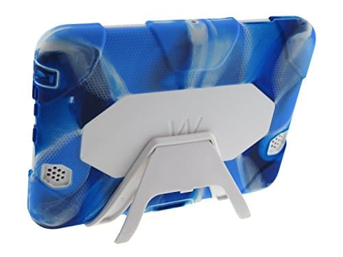 Winpartner Kindle Fire HD 7" 2012 (Previous Generation - 2nd) Case Cover- Silicone Cladding Hard Plastic Shell Dual-layer Impact Resistant Bumper with Kickstand and Screen Protector Heavy Duty Armor Tough Case (Will Only Fit Amazon Kindle Fire HD 7 Inch 2012 Model) Kid Proof Drop-proof Shockproof Dustproof Rainproof - Multiple Color Options (Camoblue/white)