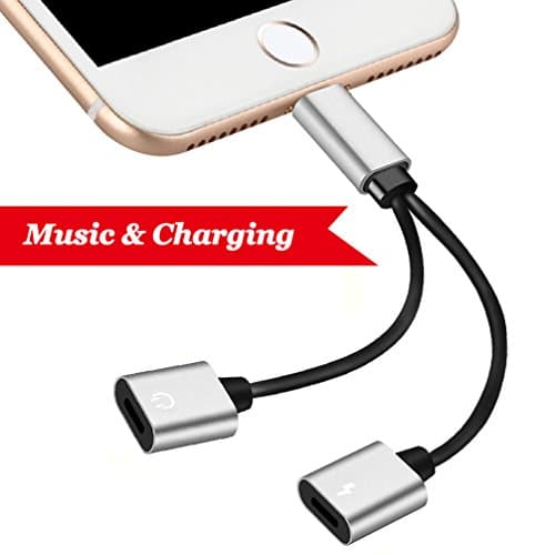 Lightning Jack Adapter,Lightning Adapter for iPhone X 10 iPhone 8/8Plus iPhone 7/7Plus Dual Lightning Audio Dual Lightning Adapter Port Support Music Charger and Phone Communication Supports IOS 11