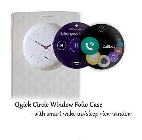 LG G4 Case, Back Cover Changing Leather [Quick Circle View] Leather Flip Cover Case Auto ON/Off For LG G4 (White -Back Cover)