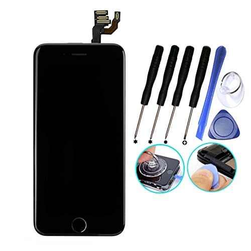 MobileAge For iPhone 6 Plus 5.5 Inch Touch Screen Replacement Black Full Set with Home Button and Camera New LCD Digitizer Display Assembly Repair Replacement + Tool Kits