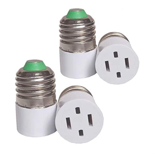 (4pack) Outlet Plug Converter Adapter 2 Prong Type A Outlet screw in adapter Type A Outlet converter E26/E27 Light Socket Adapter,Two Holes