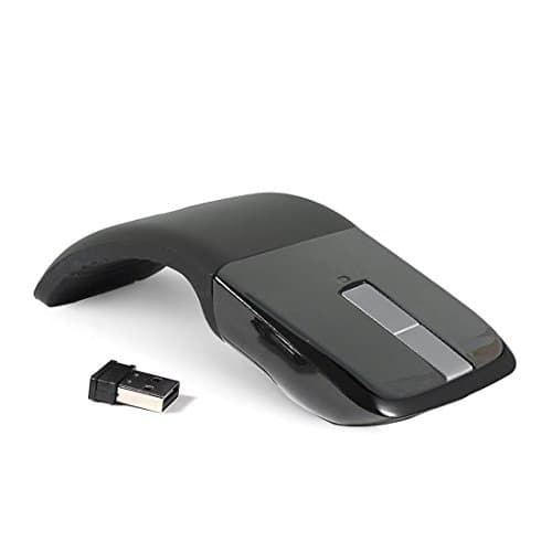 New Folding Mouse 2.4GHz Arc Touch Wireless Mouse Foldable Optical Mice with USB Receiver Suitable Bending Start Flat Close for Notebook/Laptop (Black)