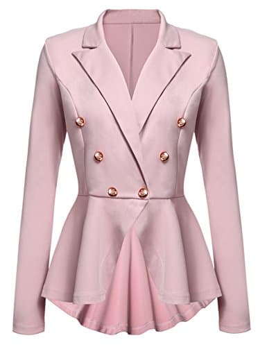 Gumod Womens Solid Long Sleeve Open Front Draped Lapel Work Office Blazer Jacket Pink S