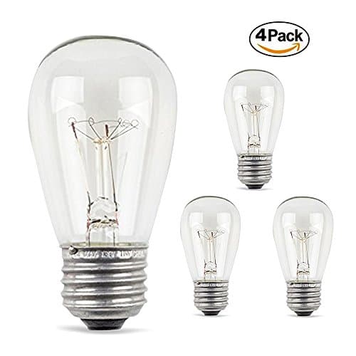 CFORWARD E26 Bulbs Weatherproof Outdoor String Lights 100 watt equivalent (11W), General Purpose Light Bulb,UL Listed, Pack of 4