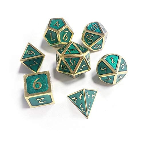 longrep 7 Pieces Set Table Games Dice Multiple Sides Dice Innovative RPG Dice Metal Dice set for Game Dungeons and Dragons RPG Math Teaching