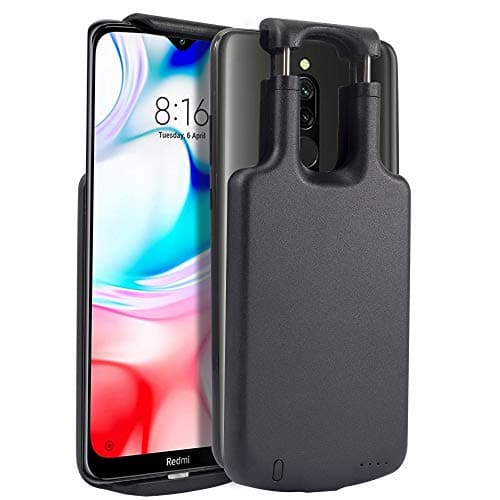 Compatible with Xiaomi Redmi 8 Battery Case, BasicStock 5000mAh Rechargeable Portable Extended Battery Backup Charger Case External Power Bank Juice for Xiaomi Redmi 8 (Blue)