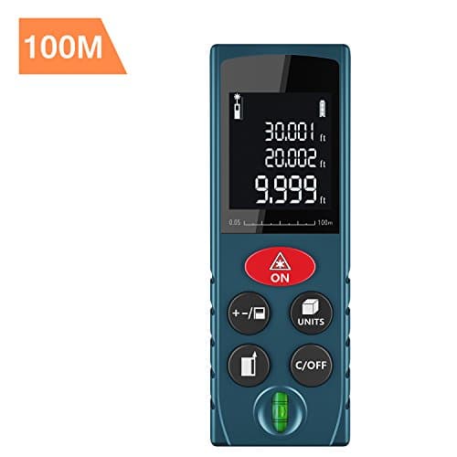 DEKOPRO LRD Basic Laser Distance Measure Device 330ft Large Digital LCD Display with Bubble level, Area, Volume and Pythagorean Mode