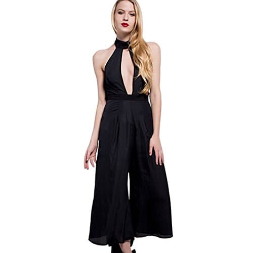 Chiffon Backless Rompers (Black) (S)