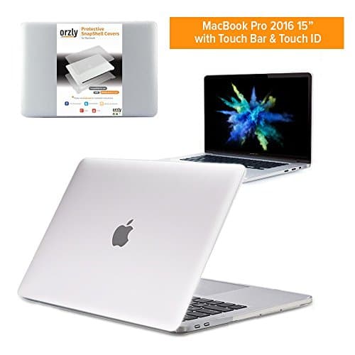 MacBook Pro Case, Orzly Protective SnapShell Cover for MacBook Pro 15 inch with Touch Bar & Touch ID 2016 - Semi Transparent White Lid Cover with Solid Housing Plus Peripheral Cutouts & Rubber Feet