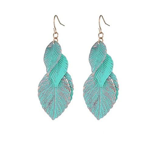 Bovano Blue Leaf Multi Layer Long Earings