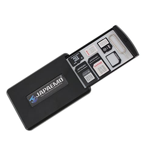 JAPAEMO SIM Adaptor Kit 4Type SET w/ Grip Pad Technology SIM Card &amp; SD Card Safe Case and ZIP Bag BLACK JSC-1503Z