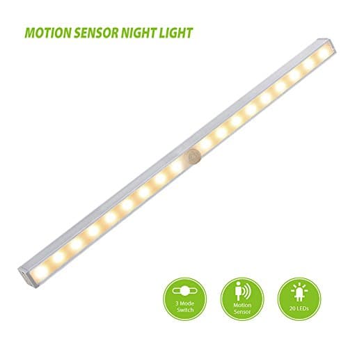 Under Cabinet Lights , Derlson Wireless LED Motion Sensor Light, Motion Activated Night Light for Stair, Path,Closet, Garage [1 Pack, Warm Soft Light]