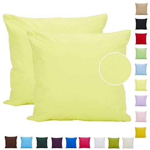 Comoco®-2pcs Solid Color Lightweight Cotton Decorative Cushion Cover for Sofa Available In 15 Colors and 7 Sizes(40x40cm,Luminous Yellow)