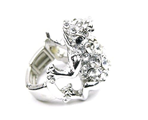 Crispy Product Realistic 3d Toad Frog Shaped Rhinestone Stretch Ring Selection (1519 CLEAR)