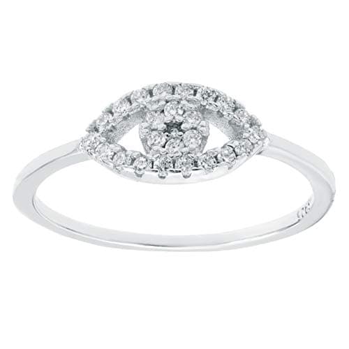Sterling Silver Evil Eye Cubic Zirconium Ring