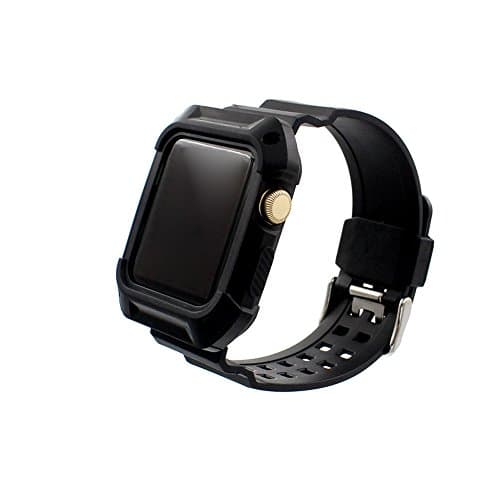 TRAUST Compatible Replacement for Watch 2 Pro Apple Case 42mm All-Around Built Rugged Protector with Bands, TPU and Multi Rubber Cover Compatible with 42 Mm Series 2 for Men Women in Black, Sport