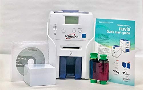 Pointman NuviaN20 Dual Side ID Card Printer Bundle with badging Software, Color dye Film, Blank Cards and cleanning kit